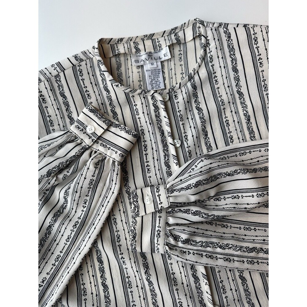 Vintage Rena Rowan for Saville Woman's Button Blouse Size 12
